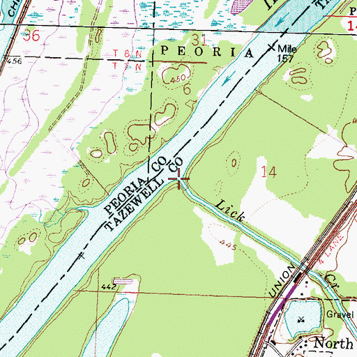 Topographic Map of Lick Creek, IL