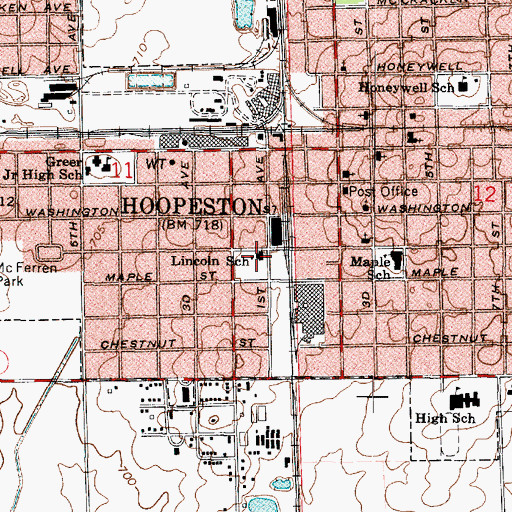 Topographic Map of Lincoln School, IL