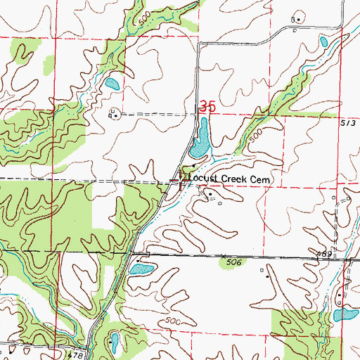 Topographic Map of Locust Creek Cemetery, IL