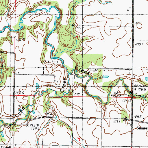 Topographic Map of Lynn Creek, IL