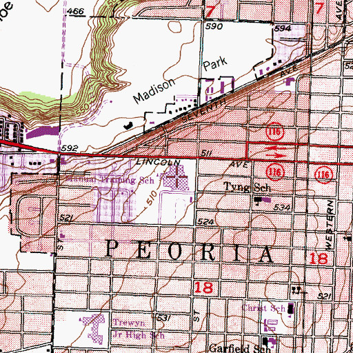 Topographic Map of Manual High School, IL