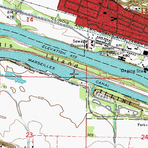 Topographic Map of Marseilles Canal, IL