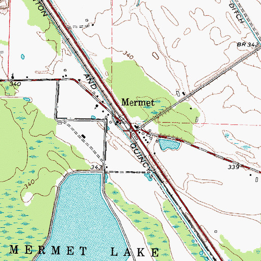 Topographic Map of Mermet, IL