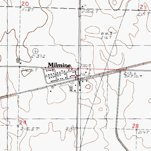 Topographic Map of Milmine, IL
