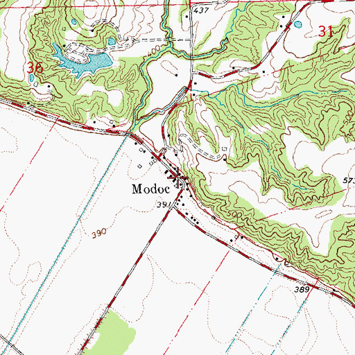 Topographic Map of Modoc, IL