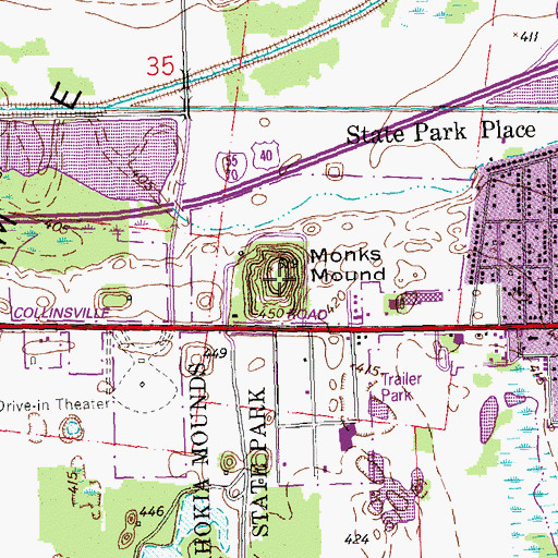 Topographic Map of Monks Mound, IL