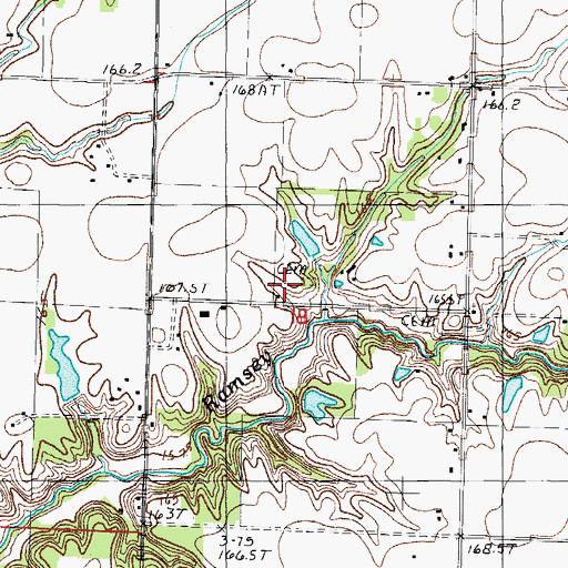 Topographic Map of Morris Cemetery, IL