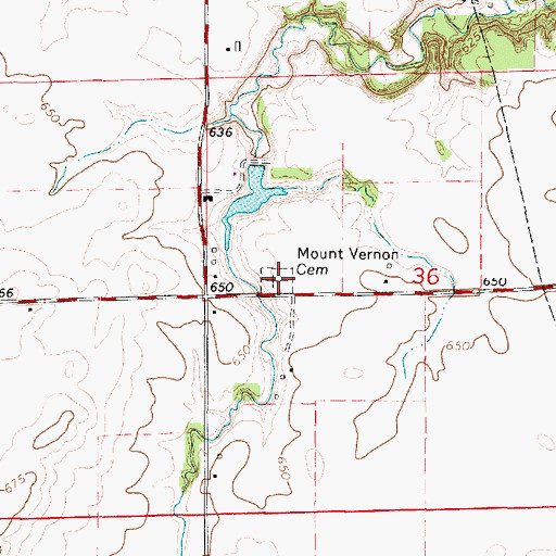 Topographic Map of Mount Vernon Cemetery, IL