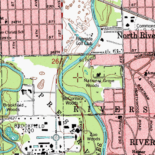 Topographic Map of National Grove Woods, IL