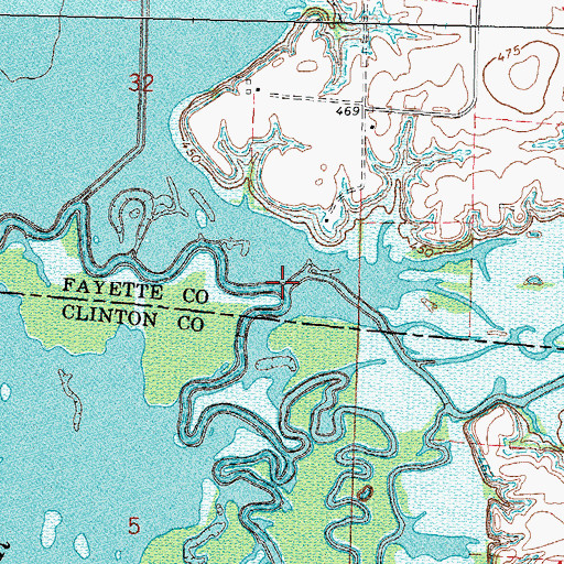 Topographic Map of North Fork East Fork Kaskaskia River, IL