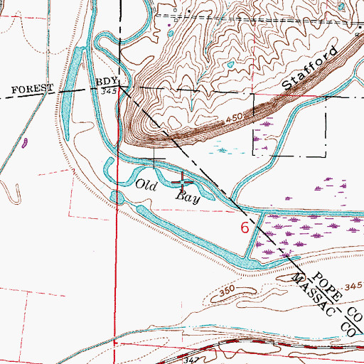 Topographic Map of Old Bay, IL