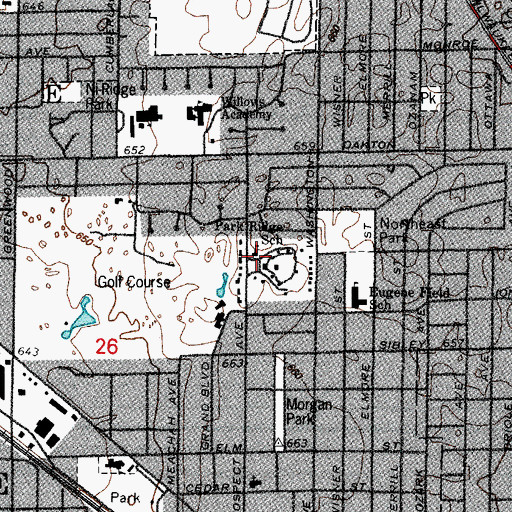 Topographic Map of Park Ridge School for Girls, IL