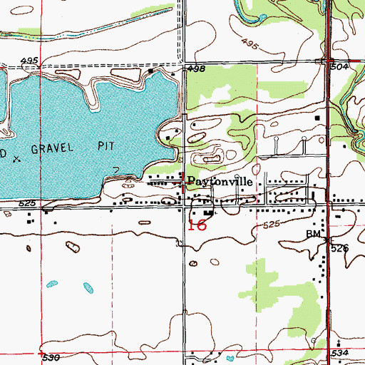 Topographic Map of Paytonville, IL