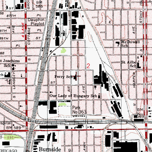 Topographic Map of Harold Washington School, IL