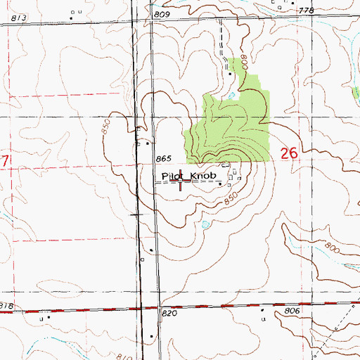Topographic Map of Pilot Knob, IL