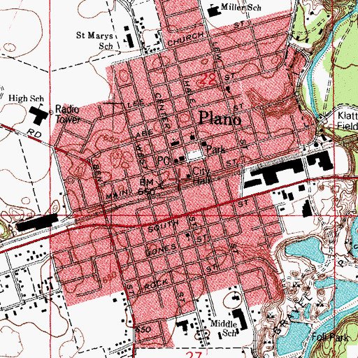 Topographic Map of Plano, IL