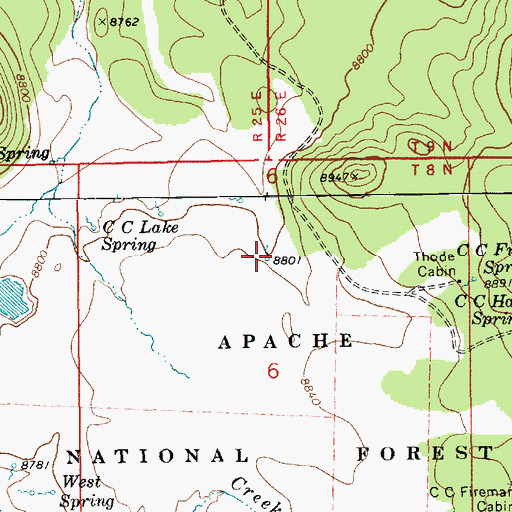 Topographic Map of Section Six Spring, AZ
