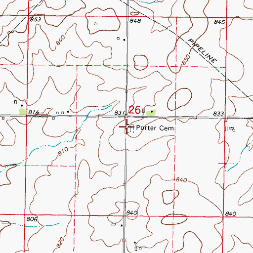 Topographic Map of Porter Cemetery, IL