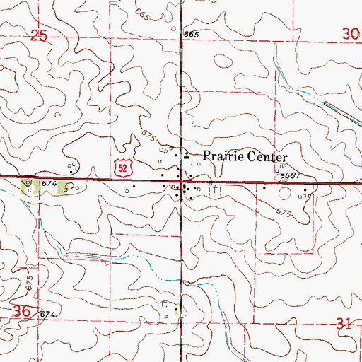 Topographic Map of Prairie Center, IL
