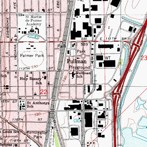 Topographic Map of Pullman Elementary School, IL