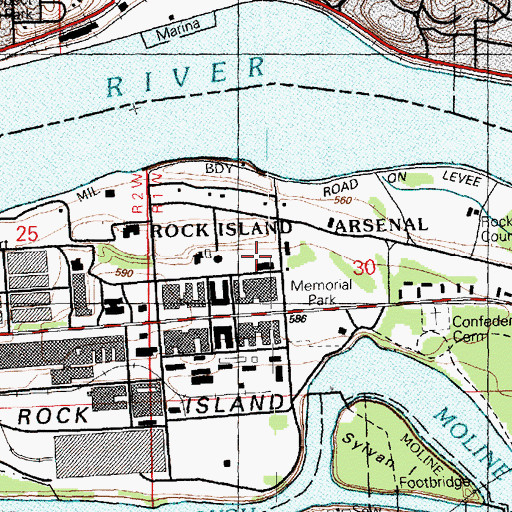 Topographic Map of Rock Island, IL