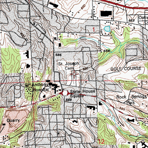 Topographic Map of Saint Joseph Cemetery, IL