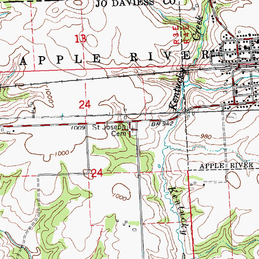 Topographic Map of Saint Joseph Cemetery, IL