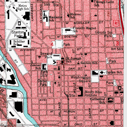 Topographic Map of Saint Joseph School (historical), IL