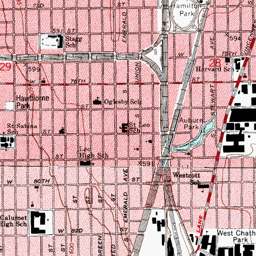 Topographic Map of Saint Leo School, IL