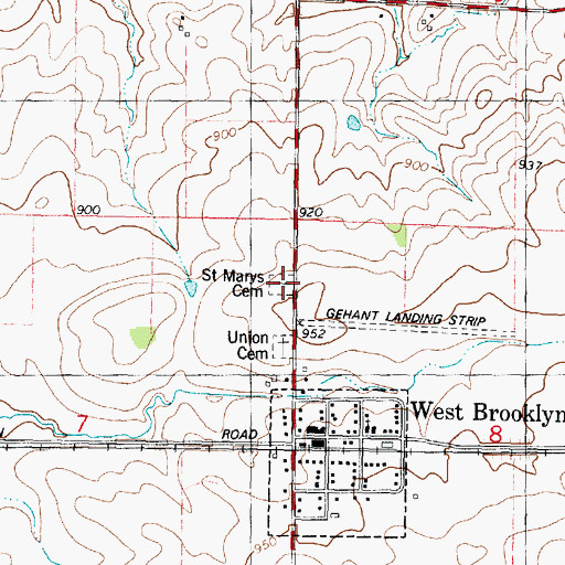 Topographic Map of Saint Mary's Cemetery, IL
