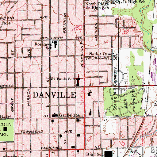 Topographic Map of Saint Pauls School, IL