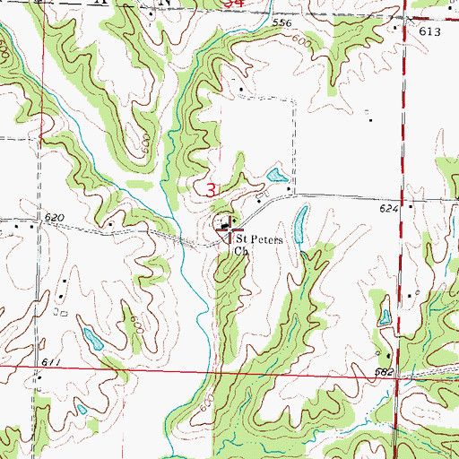 Topographic Map of Saint Peters Church, IL