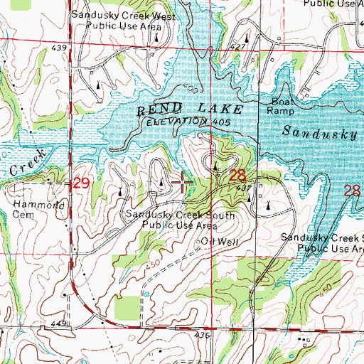 Topographic Map of Sandusky Creek South Public Use Area, IL