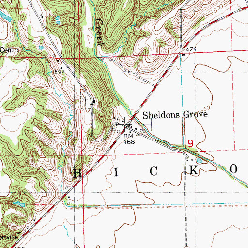 Topographic Map of Sheldons Grove, IL