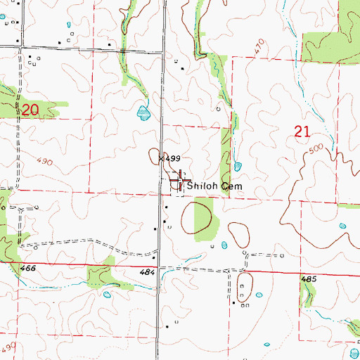 Topographic Map of Shiloh Cemetery, IL