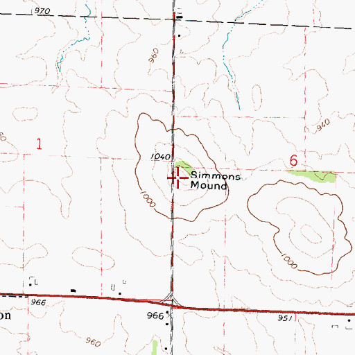 Topographic Map of Simmons Mound, IL