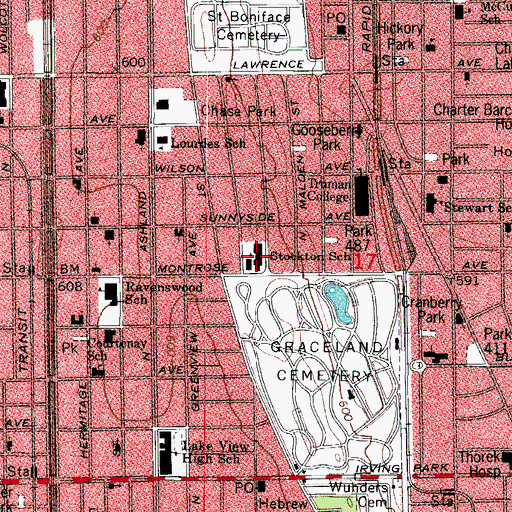 Topographic Map of Stockton Elementary School, IL