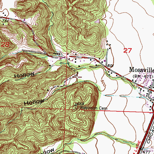 Topographic Map of Strawberry Hollow, IL