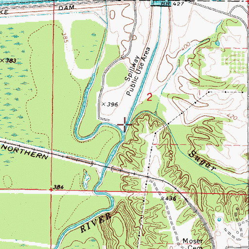 Topographic Map of Sugar Creek, IL