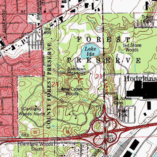 Topographic Map of Sundown Meadows, IL
