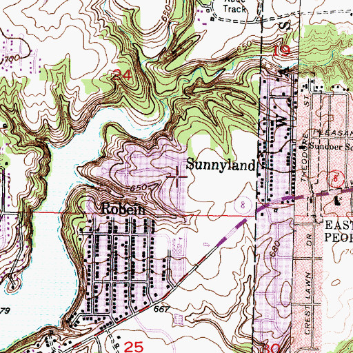 Topographic Map of Sunnyland, IL
