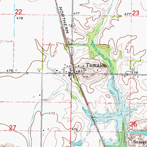 Topographic Map of Tamalco, IL