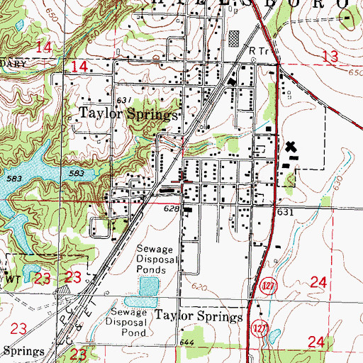 Topographic Map of Taylor Springs, IL