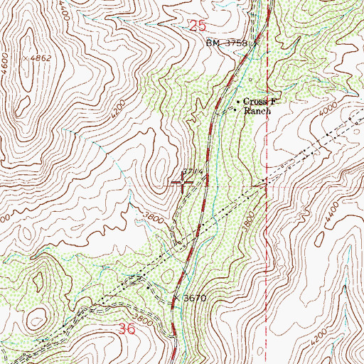 Topographic Map of Cross F Trailhead, AZ