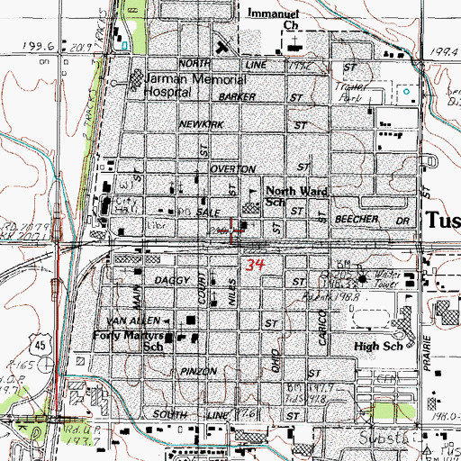 Topographic Map of Tuscola, IL