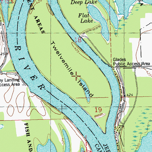 Topographic Map of Twelvemile Island, IL
