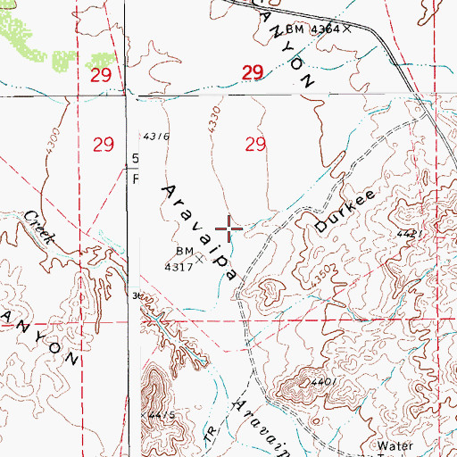 Topographic Map of Durkee Canyon, AZ