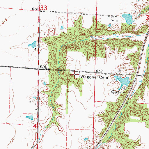 Topographic Map of Waggoner Cemetery, IL