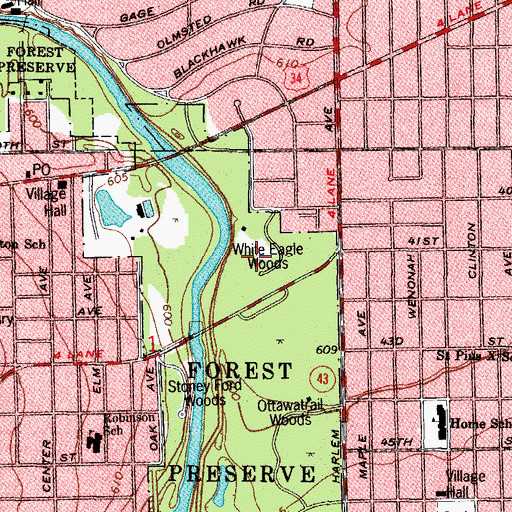 Topographic Map of White Eagle Woods South, IL