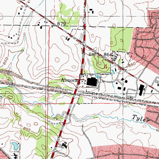 Topographic Map of Almora, IL